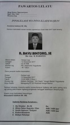 Berita Lelayu Meninggalnya Lurah Desa Wukirsari