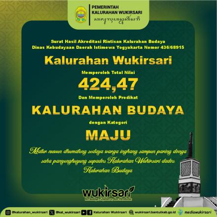 Kalurahan Wukirsari berhasil memperoleh Predikat Kalurahan Budaya Tahun 2023 dengan Kategori Maju