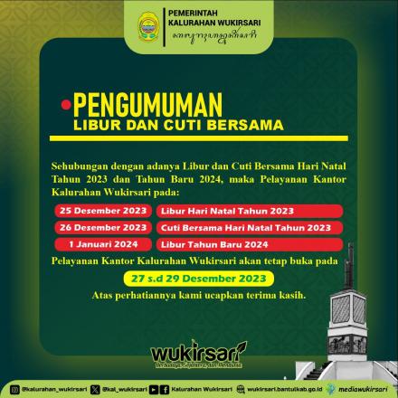 Pengumuman Libur Nasional dan Cuti Bersama Natal Tahun Baru 