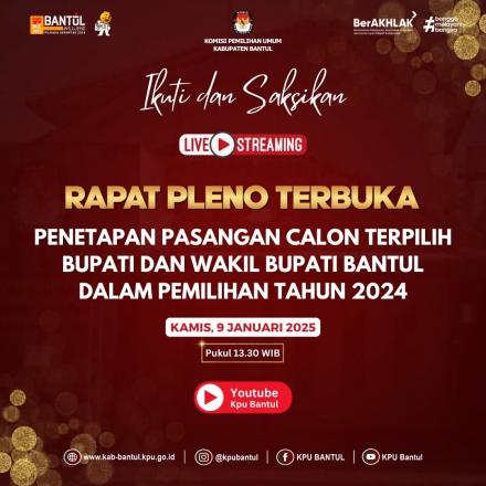 LIVE || Rapat Pleno Terbuka Penetapan Pasangan Calon Terpilih Bupati & Wakil Bupati Bantul (9-1-25)