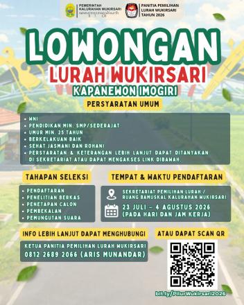Lowongan Lurah Wukirsari 2026